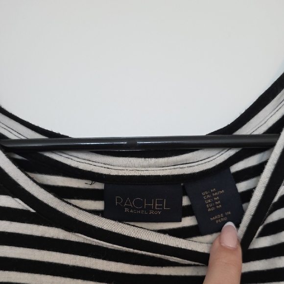 RACHEL Rachel Roy Striped Short Sleeve Top - Picture 2 of 5